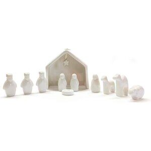East of India 11 Pc Miniature Porcelain Nativity Scene Set Modern Minimalist